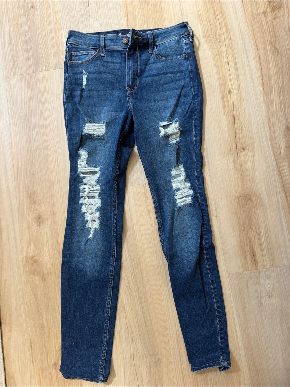 Hollister Dark Blue Ripped Skinny Jeans